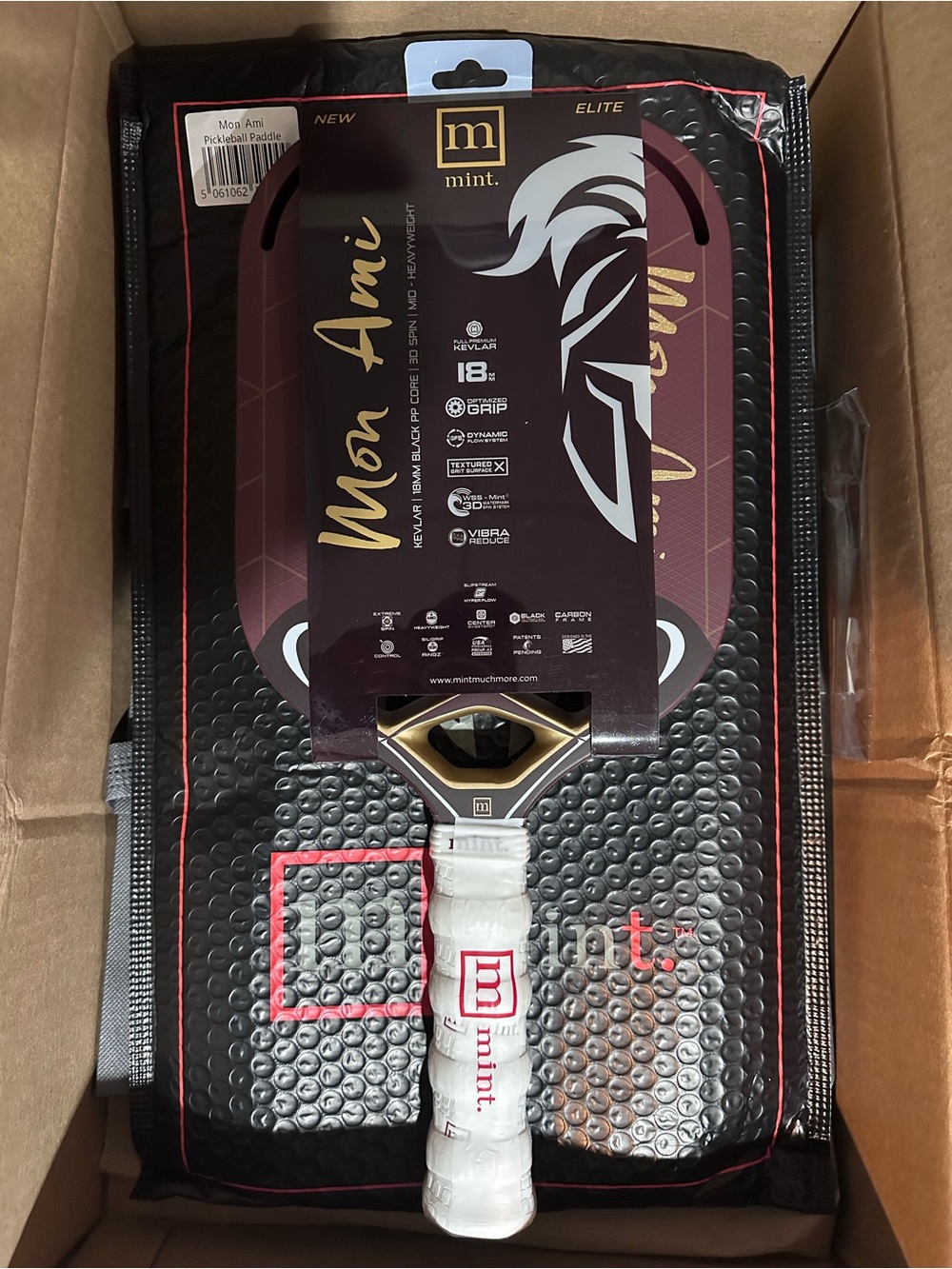 Mint Sport Mon Ami Kevlar / Carbon Fiber | 18mm Core Pickleball Paddle | NEW - Picture 15 of 16